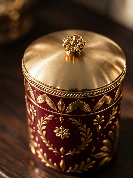 Bois de Cheminée — Classic Lidded Jar — Bordeaux & Or (2)