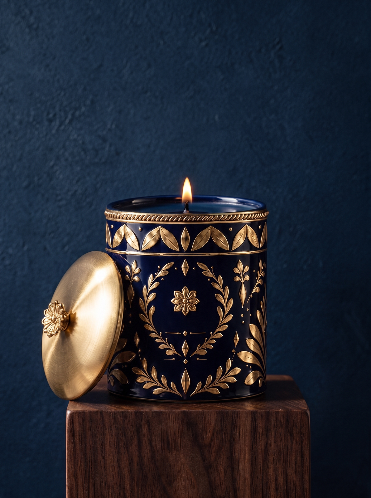 Tabac Vétiver — Classic Lidded Jar — Marine & Or (1)