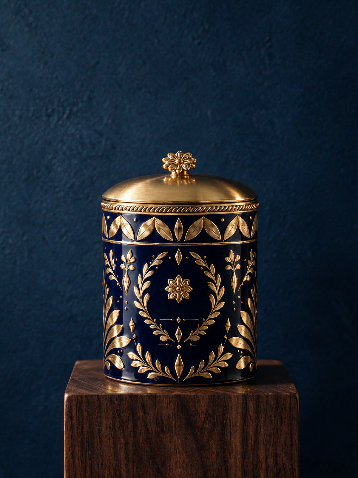 Tabac Vétiver — Classic Lidded Jar — Marine & Or (3)
