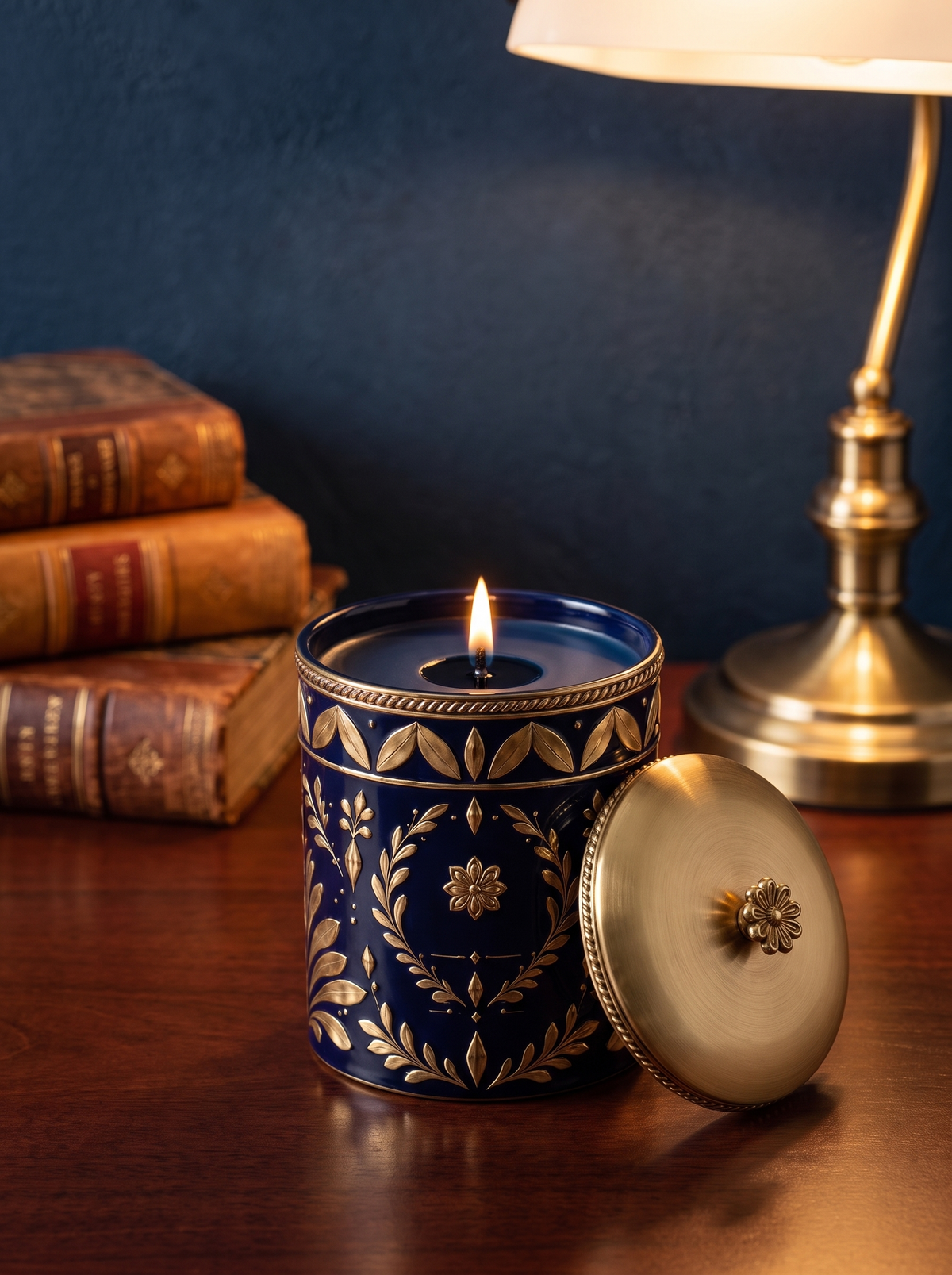 Tabac Vétiver — Classic Lidded Jar — Marine & Or (4)