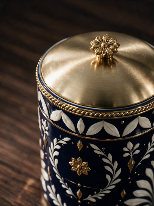 Encre Marine — Classic Lidded Jar — Marine & Blanc (2)
