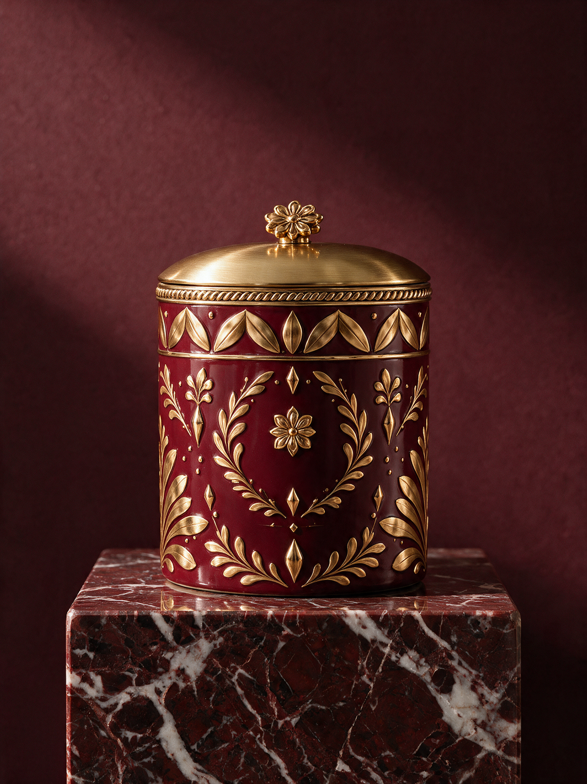 Bois de Cheminée — Classic Lidded Jar — Bordeaux & Or (3)