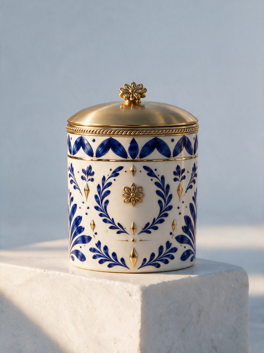 Wild Neroli — Classic Lidded Jar — Blanc & Bleu (2)