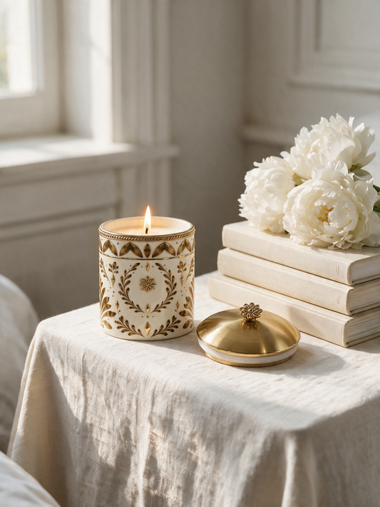 Vanilla Amber — Classic Lidded Jar — Blanc & Or (1)
