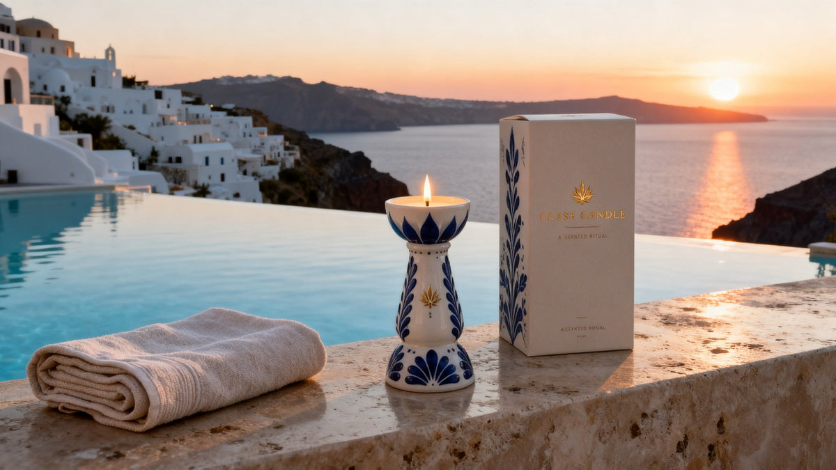 Mediterranean Fig at an infinity pool in Santorini